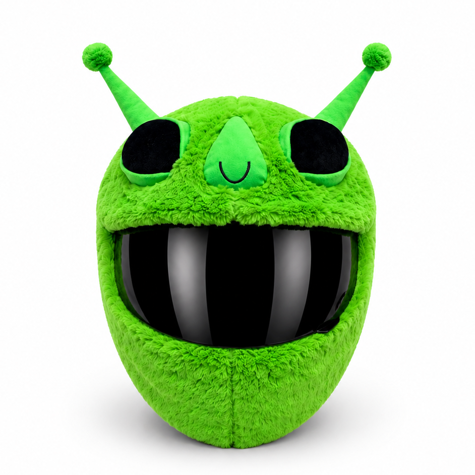 Biker Helmet Cover - Green Alien