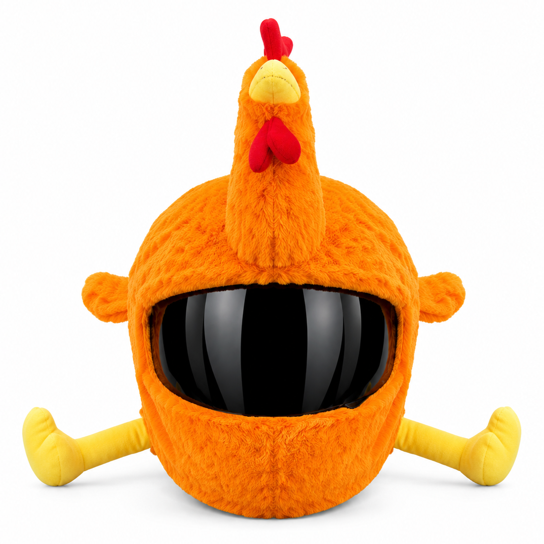 Motorradhelmüberzug - Orangefarbenes Huhn
