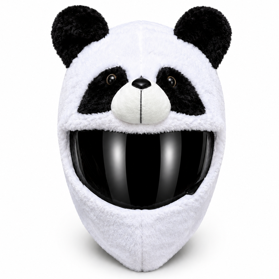 Motorcycle helmet cover - White panda