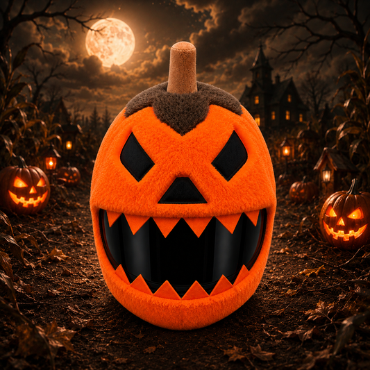Motorkářský potah na helmu - Oranžová dýně
