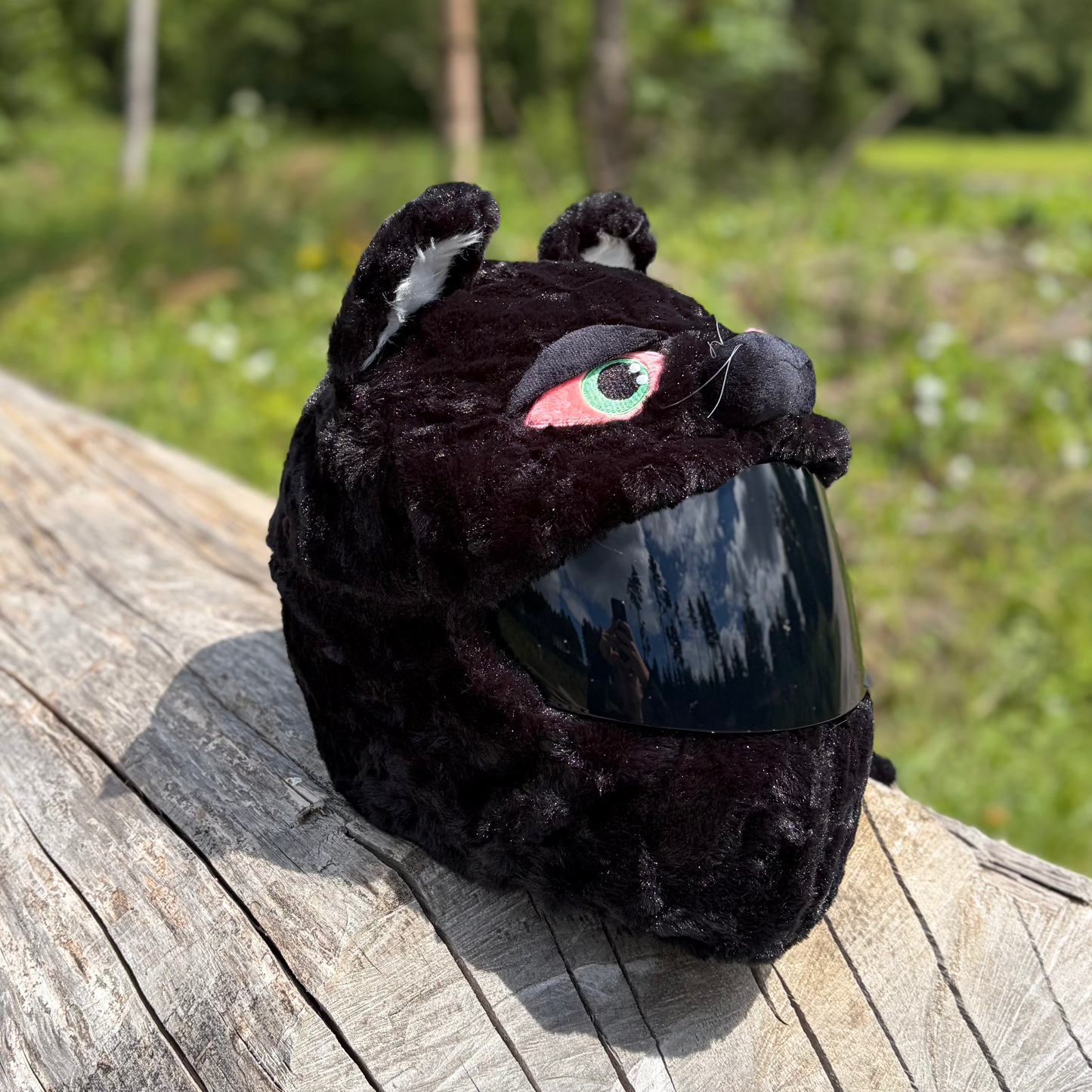 Motorcycle helmet cover - Black cat