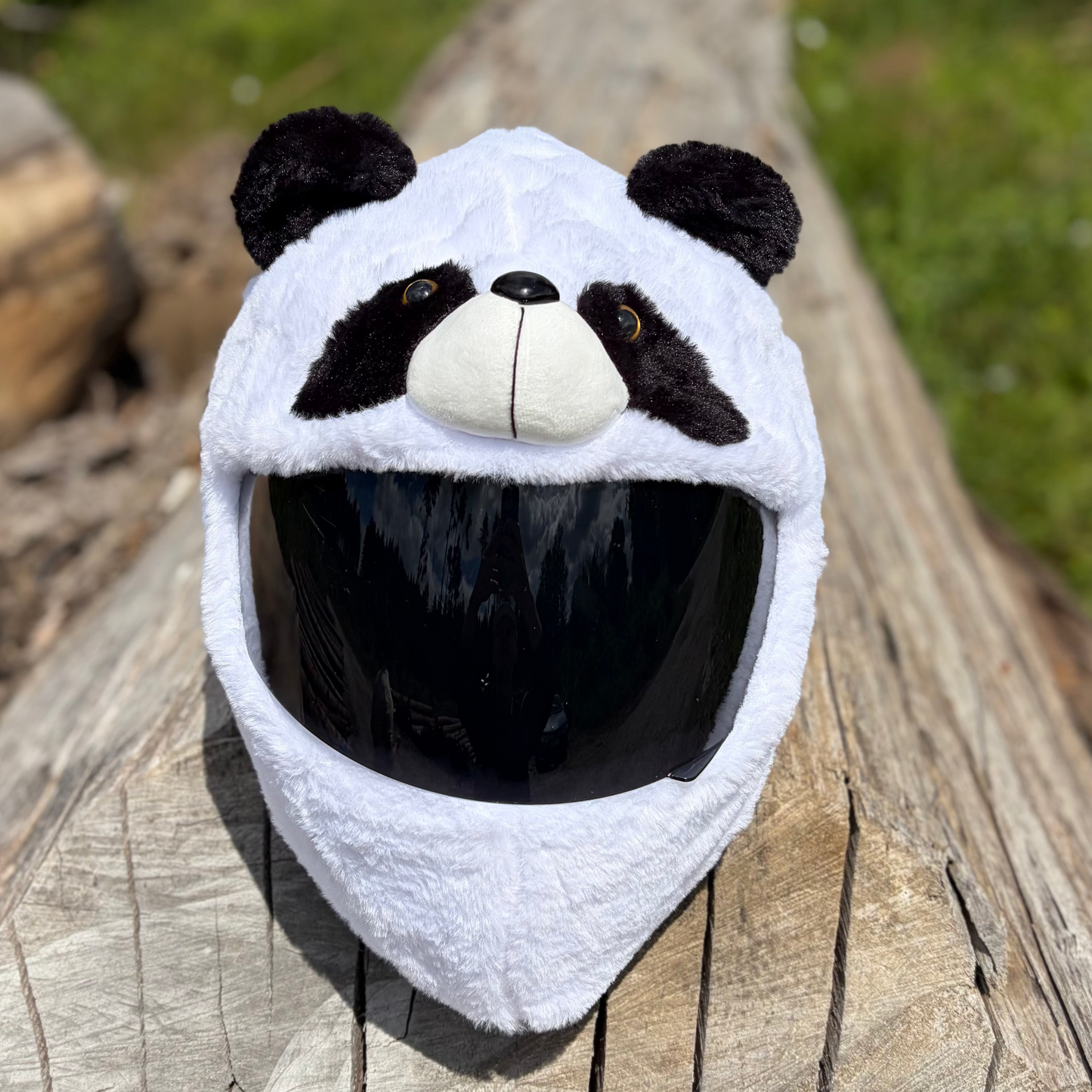 Motorcycle helmet cover - White panda