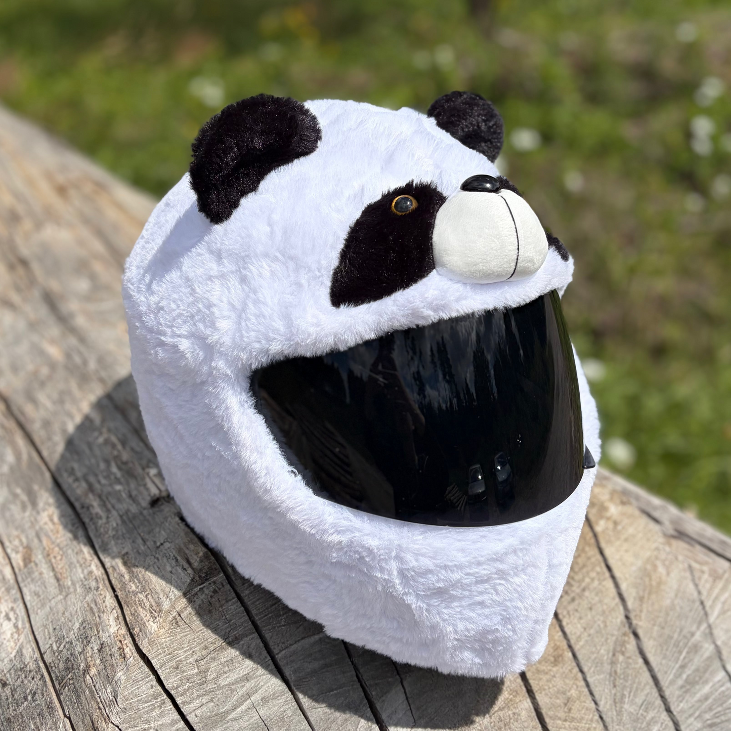 Motorcycle helmet cover - White panda