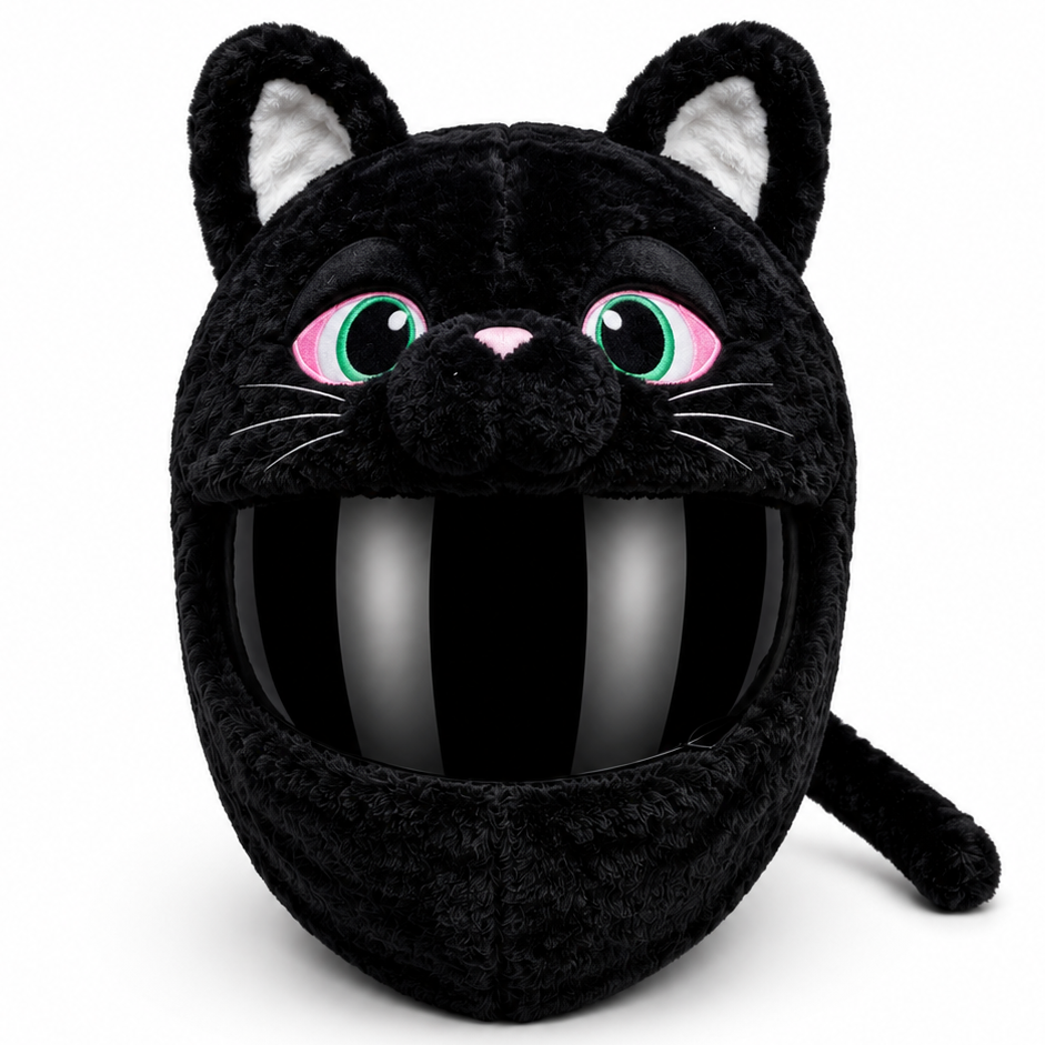 Motorcycle helmet cover - Black cat